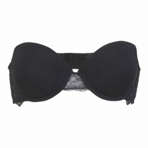 GEORGE Women's Black Strapless Push Up Bra with Lace Size 34C